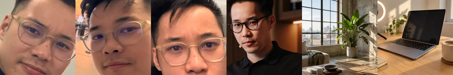 Everything that went in: four face photos and two room pictures.